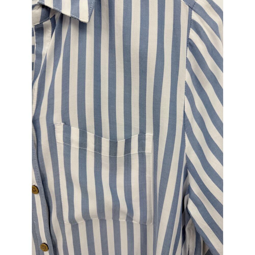 Beachlunchlounge Candace Stripe Button Up Shirt Coastal Beachy Small Blue White - Picture 4 of 8